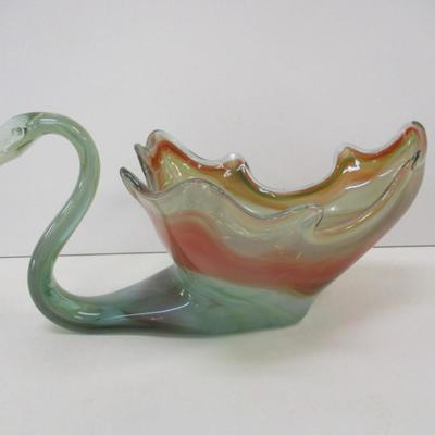 Sooner Blown Art Glass Swan Centerpiece