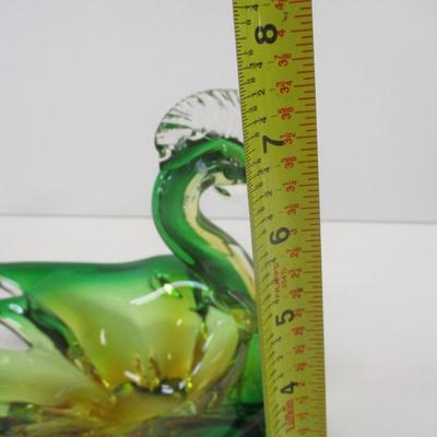 Murano Style Art Glass Crested Bird Candy Dish