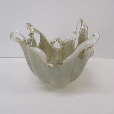 Murano Style White Glass Bowl