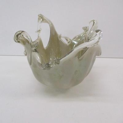 Murano Style White Glass Bowl