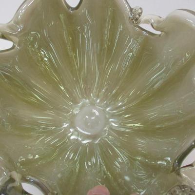Murano Style White Glass Bowl