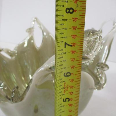 Murano Style White Glass Bowl