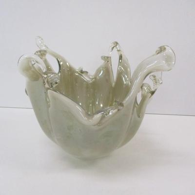 Murano Style White Glass Bowl