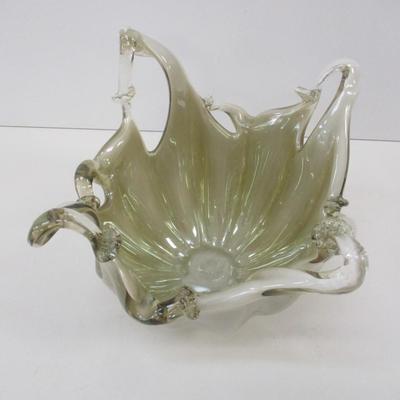 Murano Style White Glass Bowl