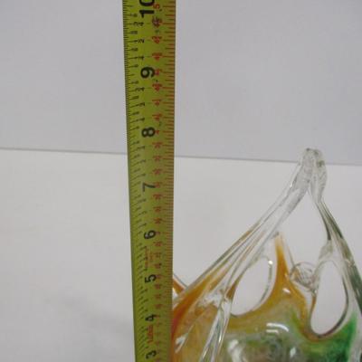Murano Italy Martini Art Glass Wedding Favor Basket Approx 8" Tall