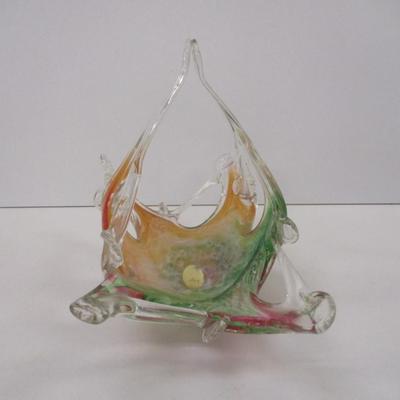 Murano Italy Martini Art Glass Wedding Favor Basket Approx 8" Tall
