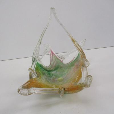 Murano Italy Martini Art Glass Wedding Favor Basket Approx 8" Tall