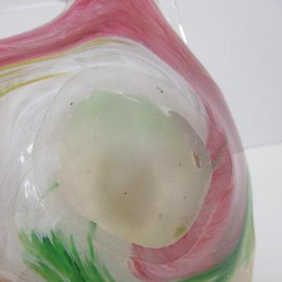 Murano Italy Martini Art Glass Wedding Favor Basket Approx 8" Tall