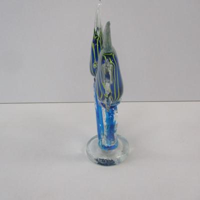 Murano Style Hand Blown Art Glass 2 Angel Fish Approx 9 1/2" Tall