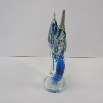 Murano Style Hand Blown Art Glass 2 Angel Fish Approx 9 1/2" Tall