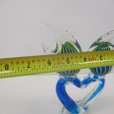 Murano Style Hand Blown Art Glass 2 Angel Fish Approx 9 1/2" Tall