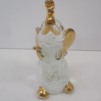 Vintage Hand Blown Spun Art Glass & Gold Elephant Figurine Approx 7 1/2" Tall