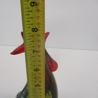 Hand Blown Art Glass Rooster Figurine Approx 8" Tall