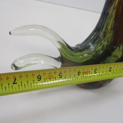 Hand Blown Art Glass Rooster Figurine Approx 8" Tall