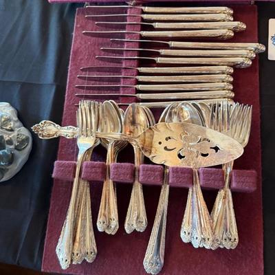 Assortment of Silverplate Silverware in 2 felt holders