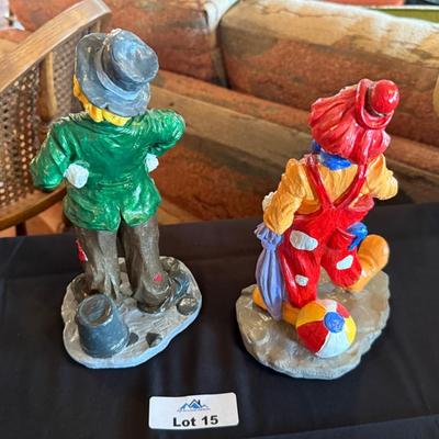 Pair of ceramic colorful clowns