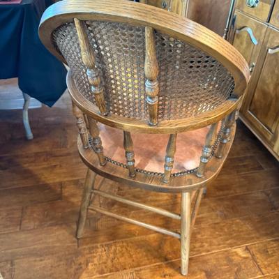Single Oak cain back leather seat chair