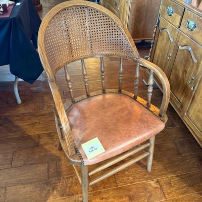 Single Oak cain back leather seat chair