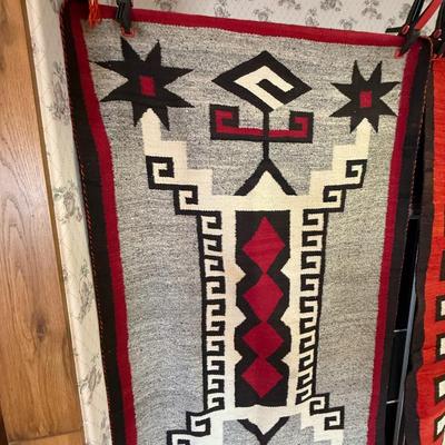 Navajo themed gray/brown/tan/red rug