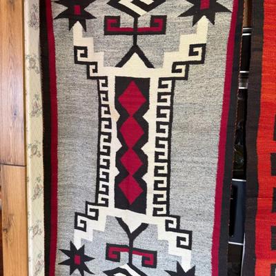 Navajo themed gray/brown/tan/red rug
