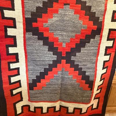 Large orange/Tan/Gray/Brown native Navajo print Rug