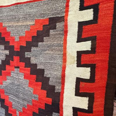 Large orange/Tan/Gray/Brown native Navajo print Rug