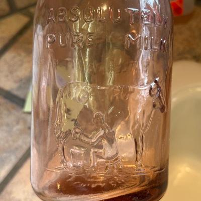 Vintage Pink Glass Milk Bottle from 1965