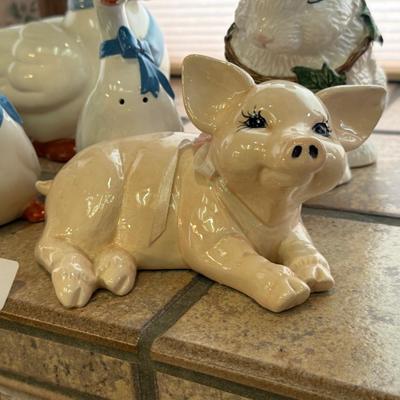 Assortment of Ceramic Animals - Geese/Rabbit/Pig/Ducks