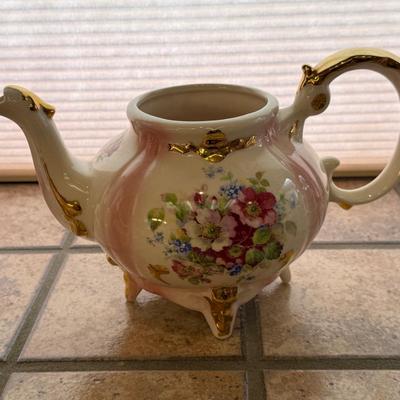 Vintage hand painted Teapot & small Creamer Pitcher