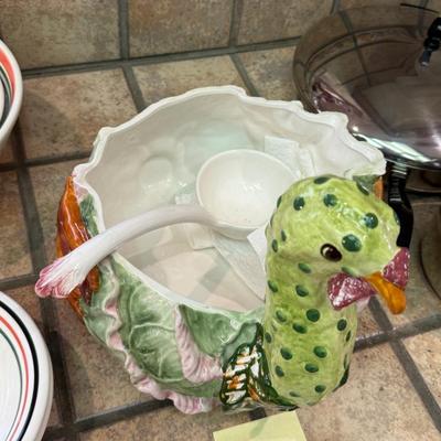 Large ceramic Turkey themed Soup Tureen