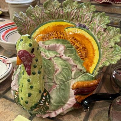 Large ceramic Turkey themed Soup Tureen