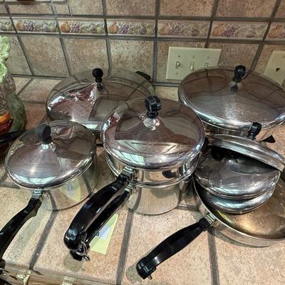 Set of Vintage Farberware stainless pans & Skillet
