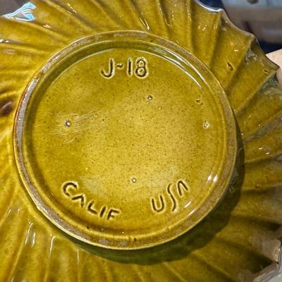 Vintage Ceramic Two-Tone Green Bowl - California Pottery