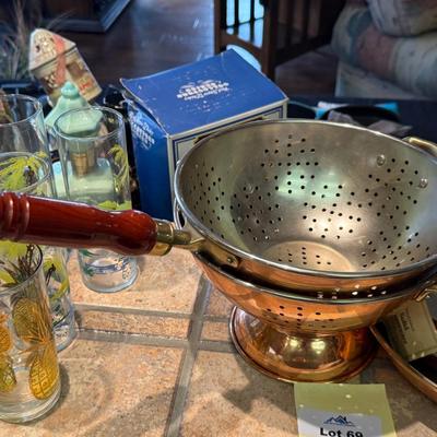 Set of 3 Copper Pans/2 Caulenders & Bundt Pan
