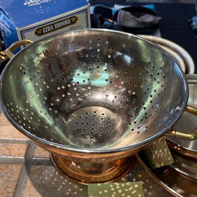 Set of 3 Copper Pans/2 Caulenders & Bundt Pan