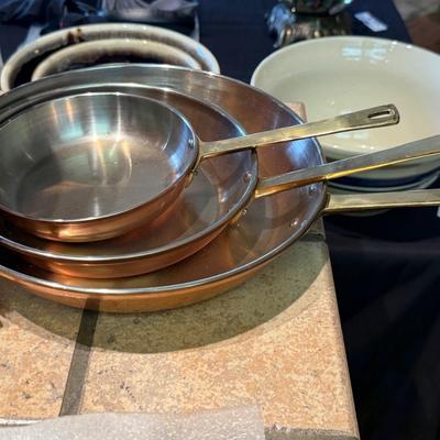 Set of 3 Copper Pans/2 Caulenders & Bundt Pan