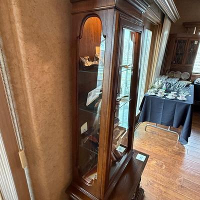 1 Piece light up Wood & Glass 6’ Curio Cabinet