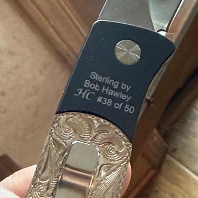 Bob Hawley #38/50 automatic knife w/Sterling accents