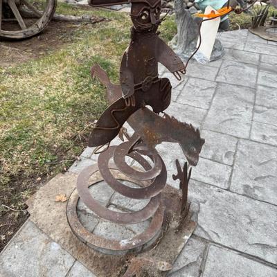 Decorative Yard Cowboy w/Lasso springing outdoor piece