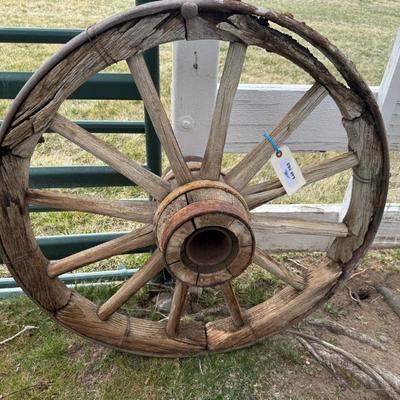 Antique Wood & Metal Wagon Wheel - Decor