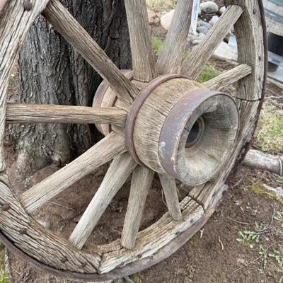 Antique Wood & Metal Wagon Wheel - Decor