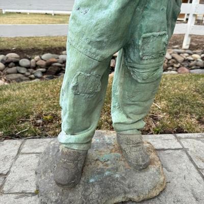 Bronze boy in Overalls 40”t life-sized outdoor statue
