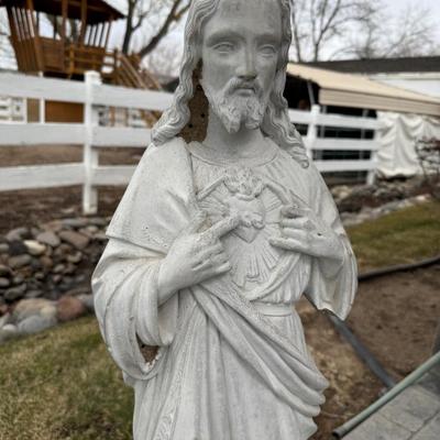 Concrete Jesus outdoor statue 34”t