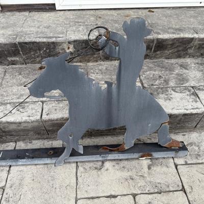 Metal fence topping 6’L Cowboy roping Cow outdoor decor