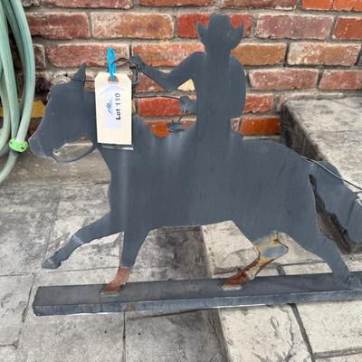 Metal fence topping 6’L Cowboy roping Cow outdoor decor
