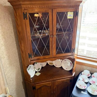 Maple Wood Corner Curio Cabinet