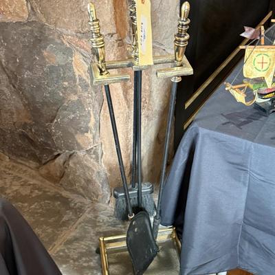 Set of Brass Fireplace Tools