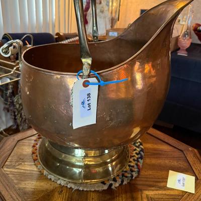 Large Copper & 1 small brass Fireplace Decor