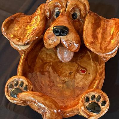 Heavy Ceramic Dog Trinket Dish / Decoration