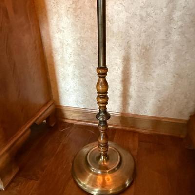 Vintage Brass & Wood 2 bulb floor lamp